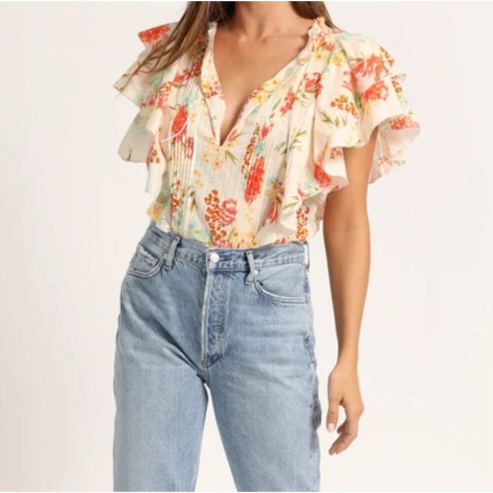 CLEOBELLA KATANA MULTI FLORAL BLOUSE SIZE S